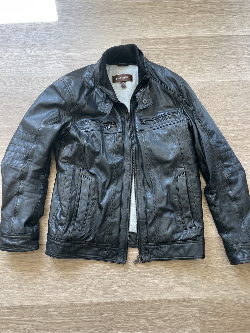 Danier Vintage Black Leather Bomber Jacket